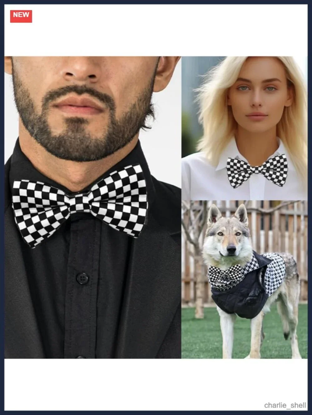 Pre-Tied Checkered Bow Tie for Men Boys Cosplay Halloween Formal